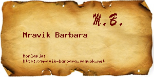 Mravik Barbara névjegykártya